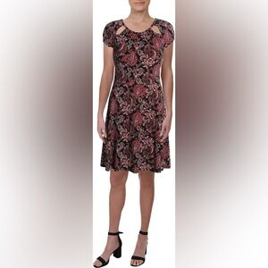 Michael Kors Black and Maroon Paisley Sweetheart Dress Small NWT